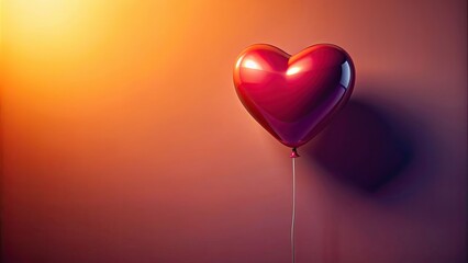 Poster - heart balloon on gradient background with copyspace, love, romantic, heart, balloon, three-dimensional, gradient