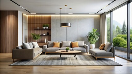 Poster - Modern living room interior with sleek furniture and minimalist design, interior, living room, modern, sleek, furniture