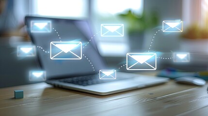 Aufkleber - email marketing concept, email with notification alert, Direct selling project in customer list business for email 