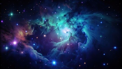Wall Mural - colorful nebula with stars and cloud shape in space , nebula, stars, colorful, galaxy, space, cloud,