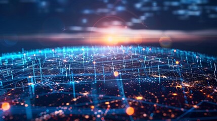 Aufkleber - Global network connection to big data around the world.a nd tecnology internet metaverse concept 4K 