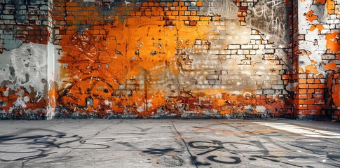 Modern illustration of a graffiti-covered urban street wall with anime characters, generated by AI