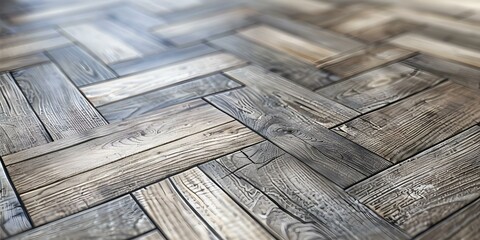 Wall Mural - Highquality realistic 3D oak wood tiles with aged gray finish. Concept 3D Modeling, Oak Wood, Aged Finish, High-Quality, Realistic