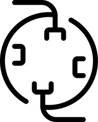 Poster - Simple black and white line art of a round electrical socket with four wires connecting