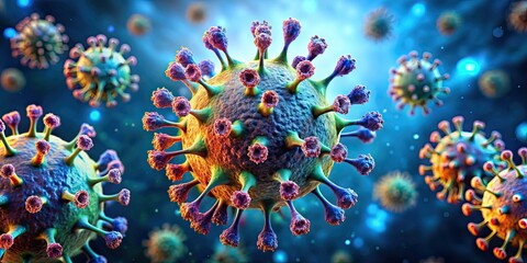 Poster - Close up of a virus under a microscope, microscopic, bacteria, infectious, pathogen, biology, medical, health, science