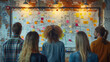 © BreezeWorks - Diverse Team Brainstorming with Sticky Notes on Wall in Creative Workspace