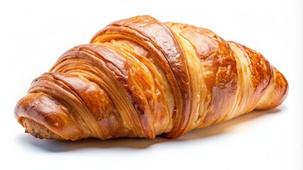 Poster - Freshly baked croissant isolated on white background, croissant, pastry, French, breakfast, brunch, baked goods, delicious, buttery