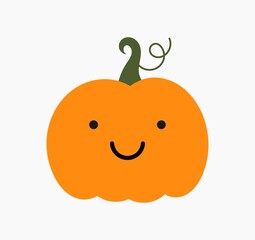 Wall Mural - cute pumpkin smiling illustration on white background. design element.