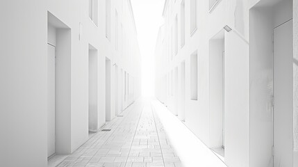 Sticker - white simple street white background front perspective 1-point perspective 