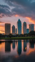 Sticker - Orlando skyline with iconic buildings and cityscape