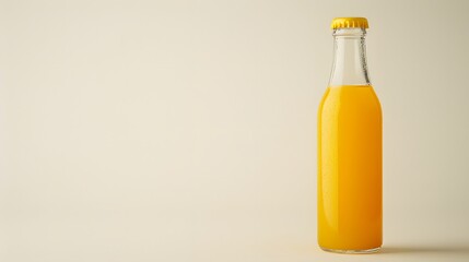 Poster - Glass Bottle of Orange Juice on a White Background