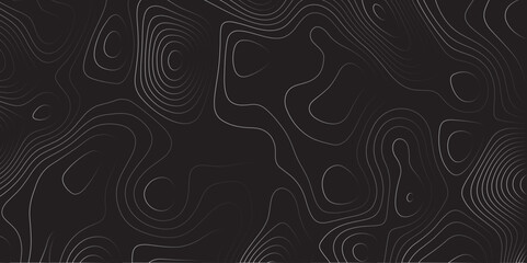 Poster - Abstract white on black background Topographic line map pattern. Contour elevation topographic and textured Background Modern design with black background with topographic wavy patte.	