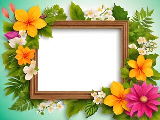 Wall Mural - Default Picture frame with summer nature elements including