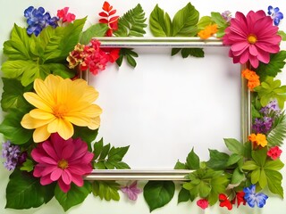 Wall Mural - Default Picture frame with summer nature elements including