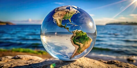 Wall Mural - Earth globe inside a clear glass sphere , planet, environment, global, glass, sphere, world, concept, isolated,creative