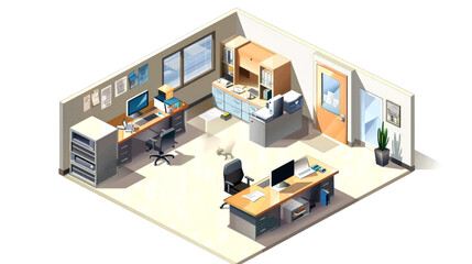 Canvas Print - 3D isometric of office