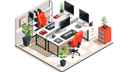 Canvas Print - 3D isometric of office