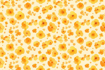 Canvas Print - Seamless pattern with small yellow flowers on a light yellow background.