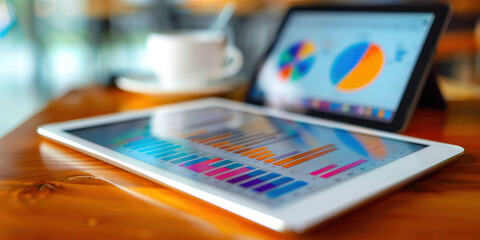 Aufkleber - Financial Analysis with Digital Tablet Showing Stock Market Charts on Desk