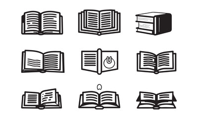 Fototapete - set of books icons , Black books line icons isolated vector design