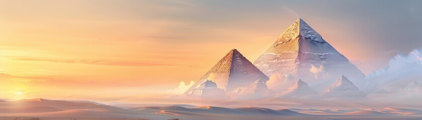 Mystical mountain peak with a glowing sunset.