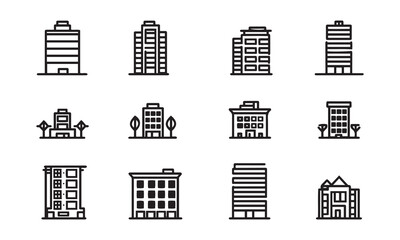 Fototapete - set of buildings icons