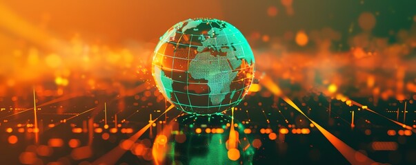 Wall Mural - a digital globe made from advanced technology with a blur effect background