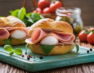 Wall Mural - sandwich with ham of mozzarella