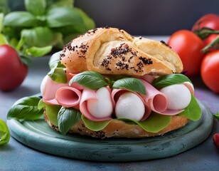 Wall Mural - sandwich with ham of mozzarella