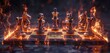 © Nanda - several chess pieces on a chess board with a fire effect on a black background