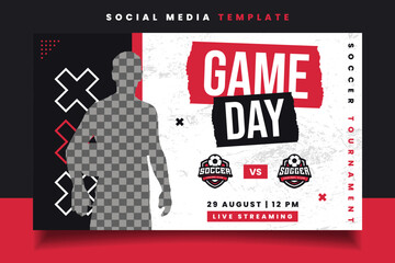 Wall Mural - Soccer Game Day Banner Flyer Social Media Template for Sports Tournament