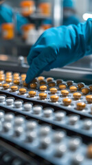 Wall Mural - production of medicines at the factory close-up