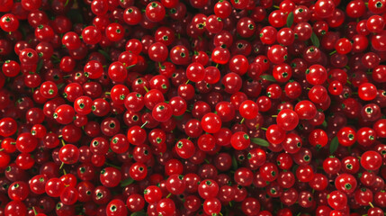 Canvas Print - A vibrant stack of fresh, red cherries fills the frame, highlighting their round shapes and juicy texture.