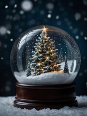 Wall Mural - Radiant holiday tree showcased inside a snow globe