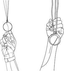 Poster - Continual hand-drawn illustration of a winner's medal. Award and reward symbol in a simple design.