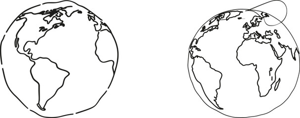 Poster - Hand drawn globe with circle concept. Continuous one line drawing of earth.