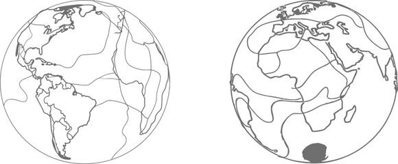 Wall Mural - An Earth globe drawn in one line on a white background as an illustration of the world map with a minimalist style. This symbol could as well be used for a logo, emblem, or design poster.