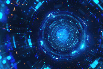 Poster - illustration of technology circle in the middle abstract background with blue color
