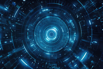 Poster - illustration of technology circle in the middle abstract background with blue color