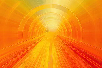 Poster - Orange gradient background with a channel in the center made of rainbows