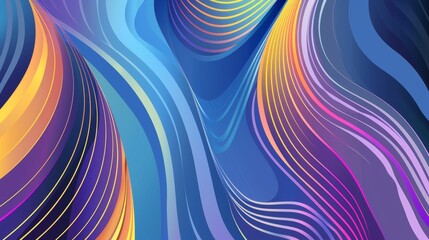 Poster - Vector Representation of Fluidity with Colorful Curved Stripes and Lines as a Data Concept Technology Background - Ideal for Modern Designs and Innovative Projects