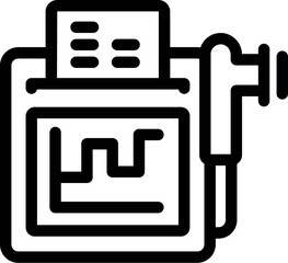 Poster - Simple bold outline icon representing a medical device showing a heartbeat on the screen