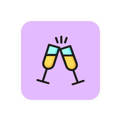 Poster - Champagne flutes toasting line icon. Cheers, party, dating. Holiday concept. Vector illustration can be used for topics like celebration, drinks, romance