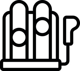 Poster - simple line drawing of an arcade game machine with three empty slots, representing a classic and nos