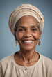 © jarntag - Portrait view of a regular happy smiling Cabo Verde old woman, ultra realistic, candid, social media, avatar image, plain solid background