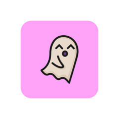 Poster - Singing ghost line icon. Carefree, playful, optimistic. Halloween concept. Vector illustration can be used for topics like festival, cartoon, emotion