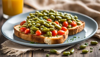 Wall Mural - Homemade English Beans on Toast for Breakfast
