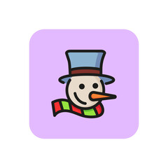 Sticker - Snowman with scarf and hat line icon. Christmas, leisure, fun. Winter concept. Vector illustration can be used for topics like holiday, season, tradition