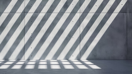 Canvas Print - Abstract wall with light beams casting geometric shadows modern architecture design white and gray tones 