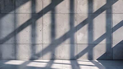 Canvas Print - Close up of a concrete wall with dramatic light and shadow interplay industrial architecture dark gray tones 